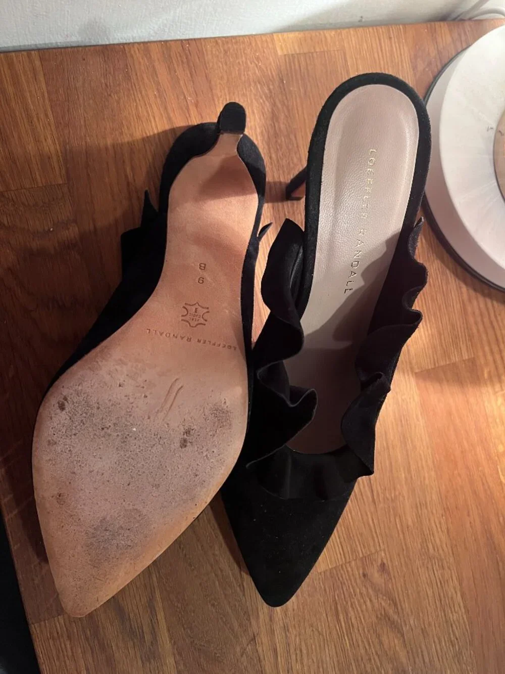 LOEFFLER RANDALL | Langley Black Ruffle Mules Heels (size 9) - Picture 7 of 8